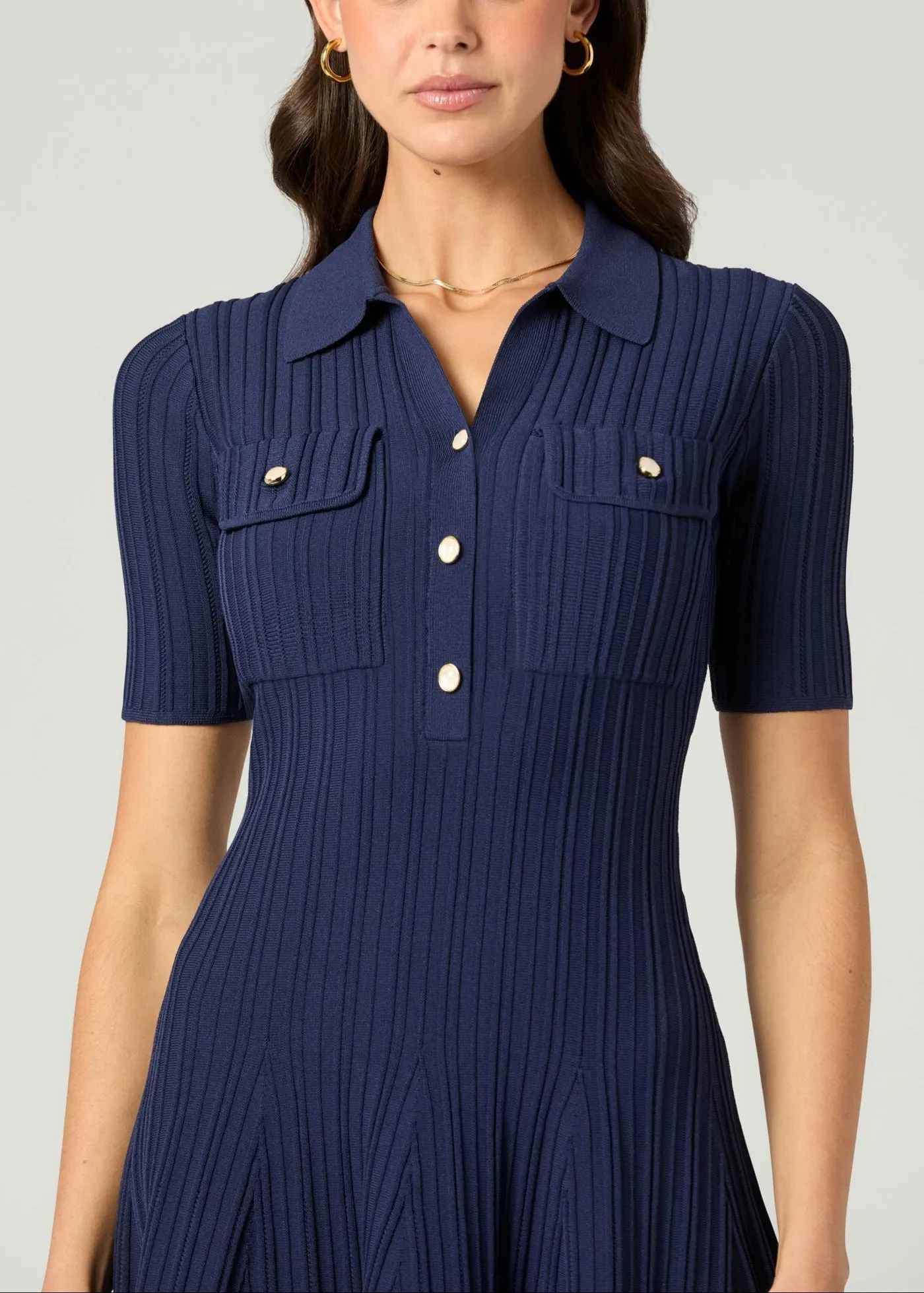 Fluid Shape SoftTouchTexture Antonia Knit Dress in Navy