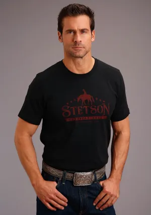 Cozy Comfort Stetson Mens Black 100% Cotton Man On Horse S/S T-Shirt Functional Fashion Stetson Mens Black 100% Cotton Man On Horse S/S T-Shirt