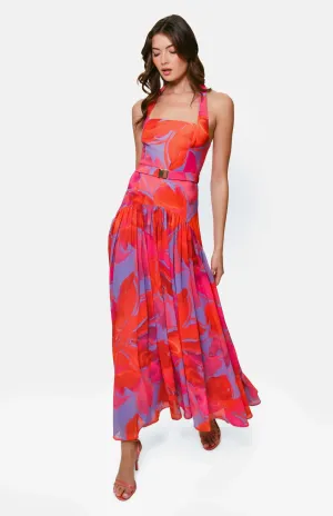 Cozy Fit Aza Halter Maxi Dress in Purple Watercolor Gardenia Aza Halter Maxi Dress in Purple Watercolor Gardenia Simple Ease Light Attitude