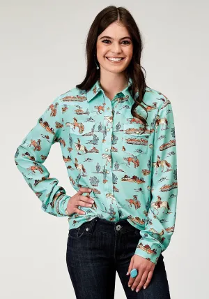 Cozy Option Roper Womens 1989 Desert Toile Blue 100% Rayon L/S Shirt Roper Womens 1989 Desert Toile Blue 100% Rayon L/S Shirt Compact Packing