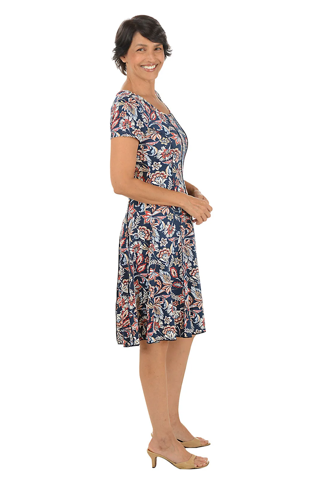 Day Ready Melaleuca Puff Print Seamed Dress