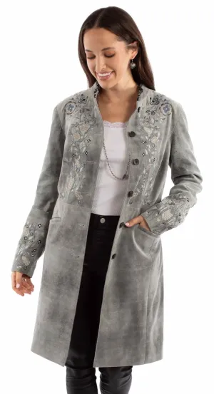 Cozy Silhouette Scully Womens Sleek Knee High Grey Leather Leather Jacket Scully Womens Sleek Knee High Grey Leather Leather Jacket Chic Appearance Bartack Stitching