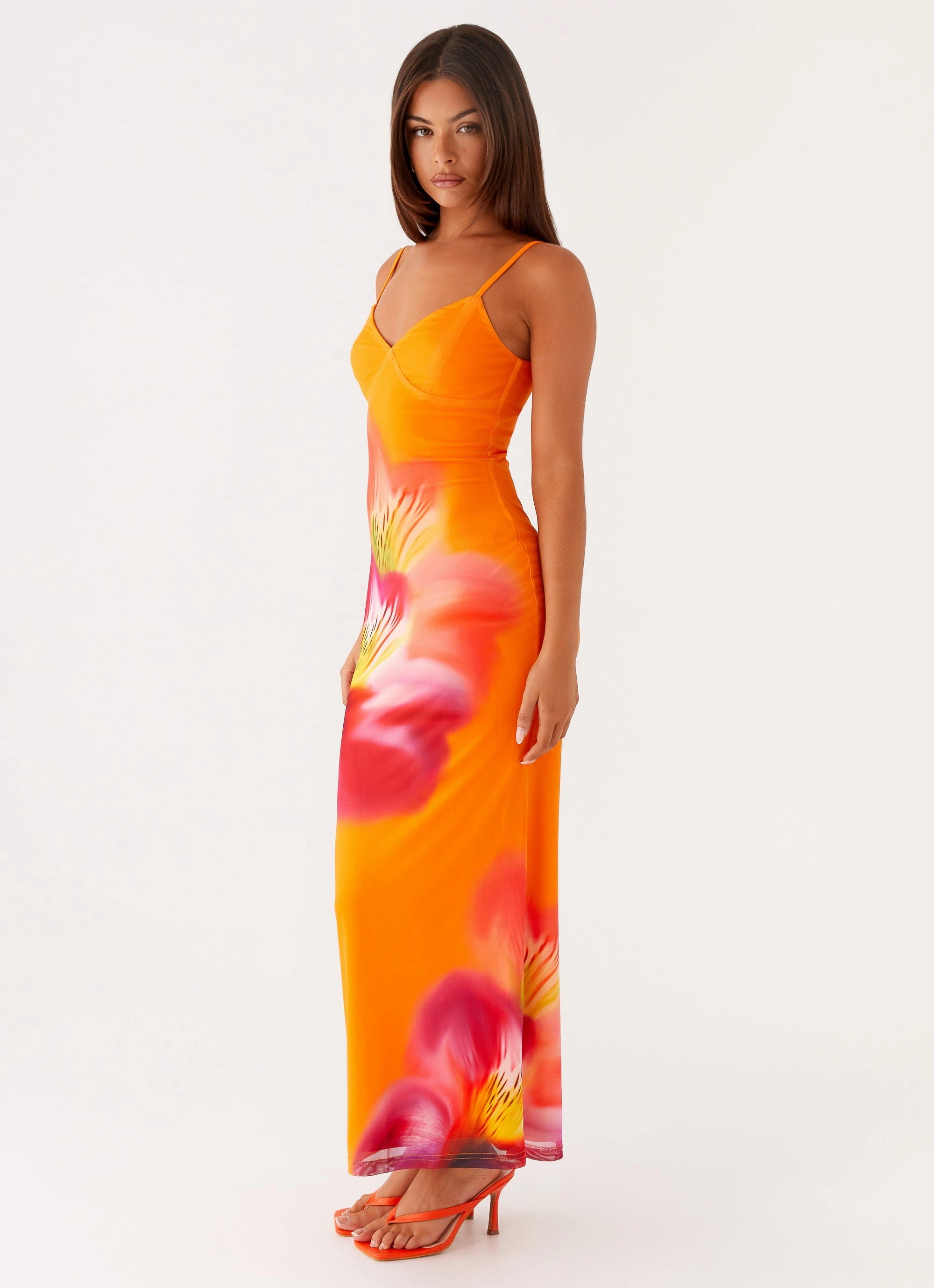 Kasey Midi Dress - Orange Tropical NonChafeSeams