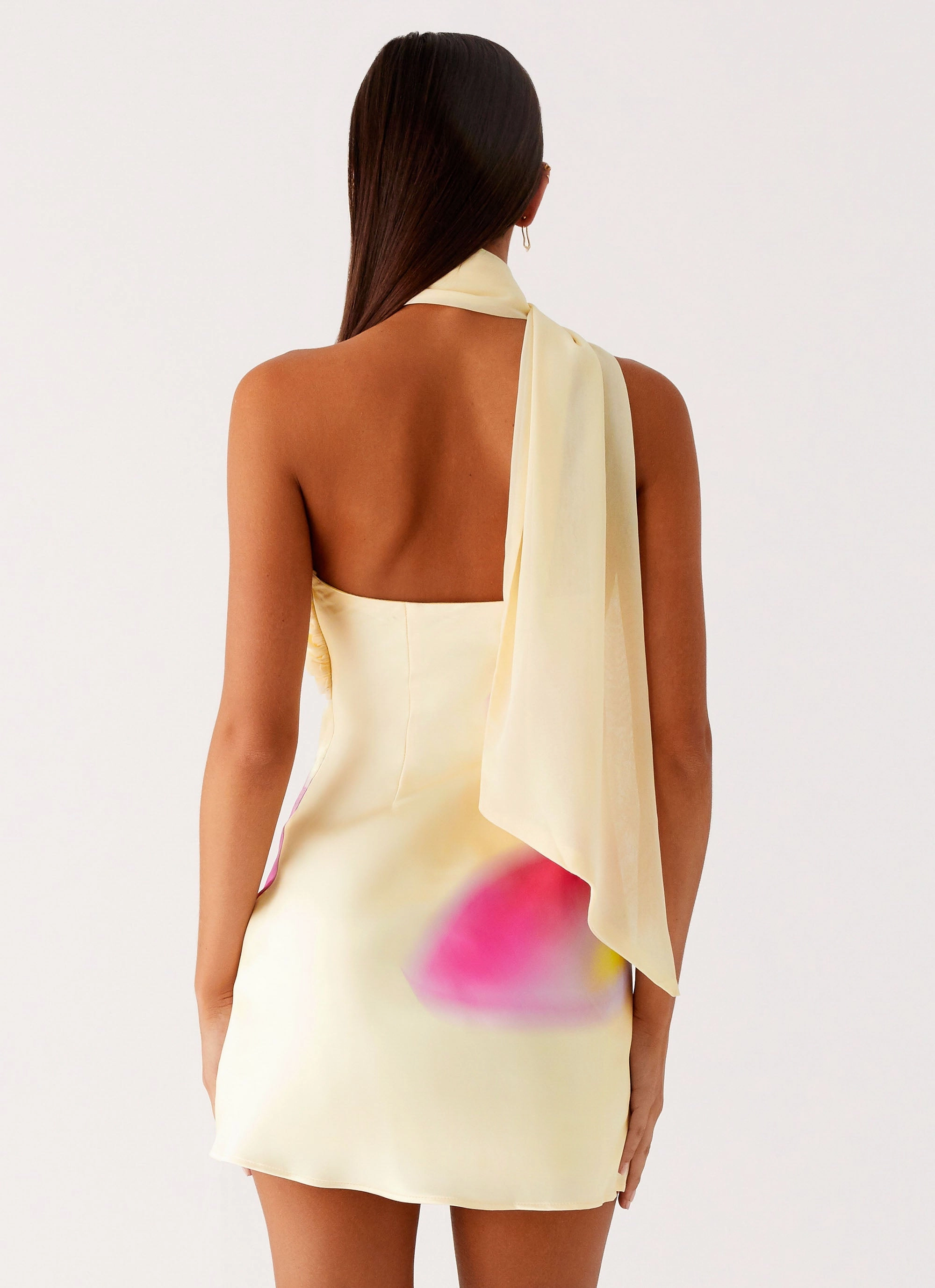 Soft Appearance Tailored Elegance Isa Scarf Satin Mini Dress - Frangipani Yellow