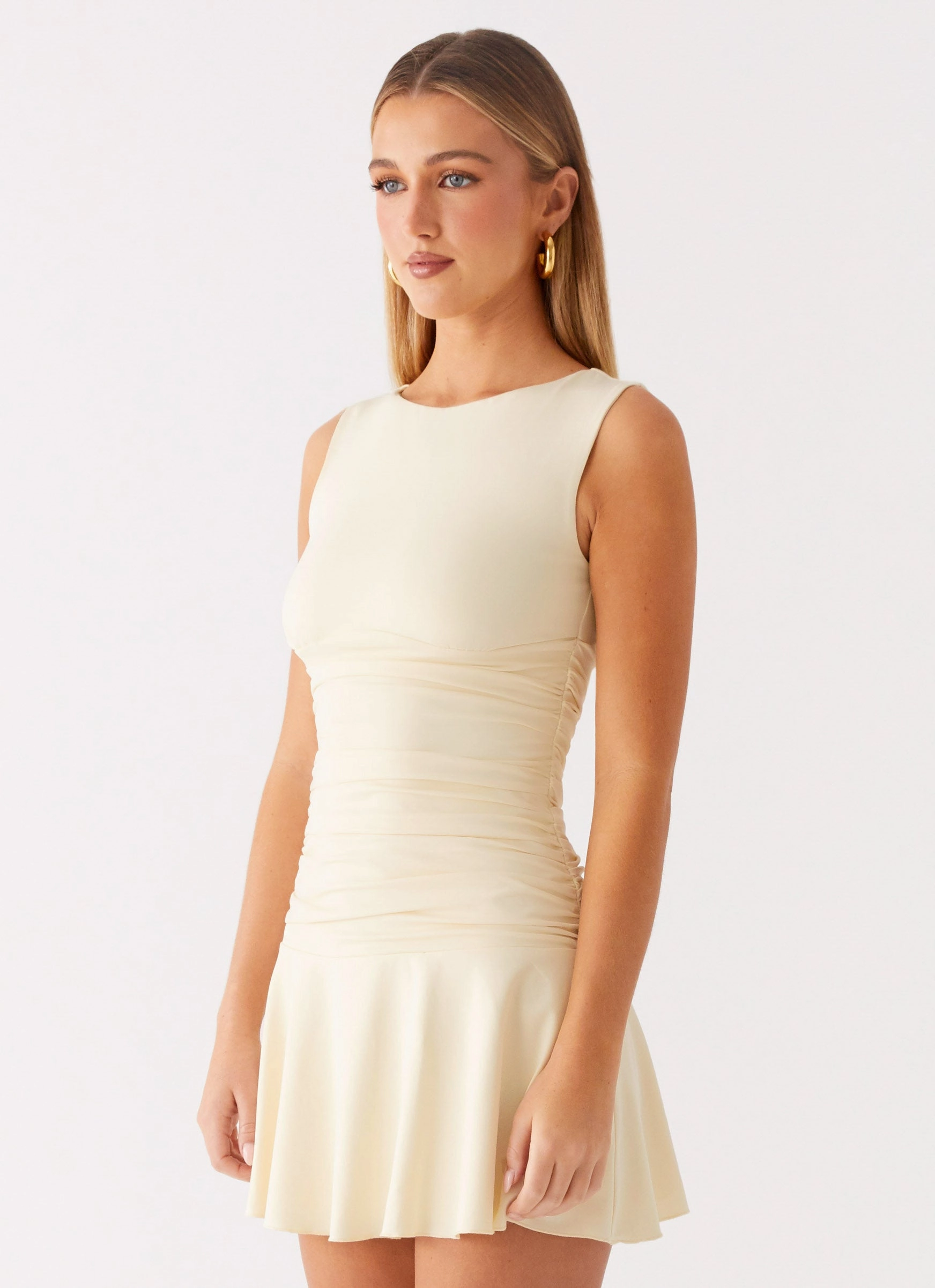 Kind Glow Hidden Zipper Kelda Mini Dress - Yellow