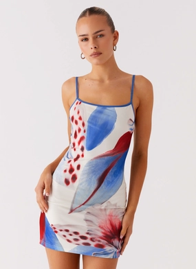 Cozy Touch Everett Mini Dress - Deep Sea Bloom Beaded-Sleeve Everett Mini Dress - Deep Sea Bloom