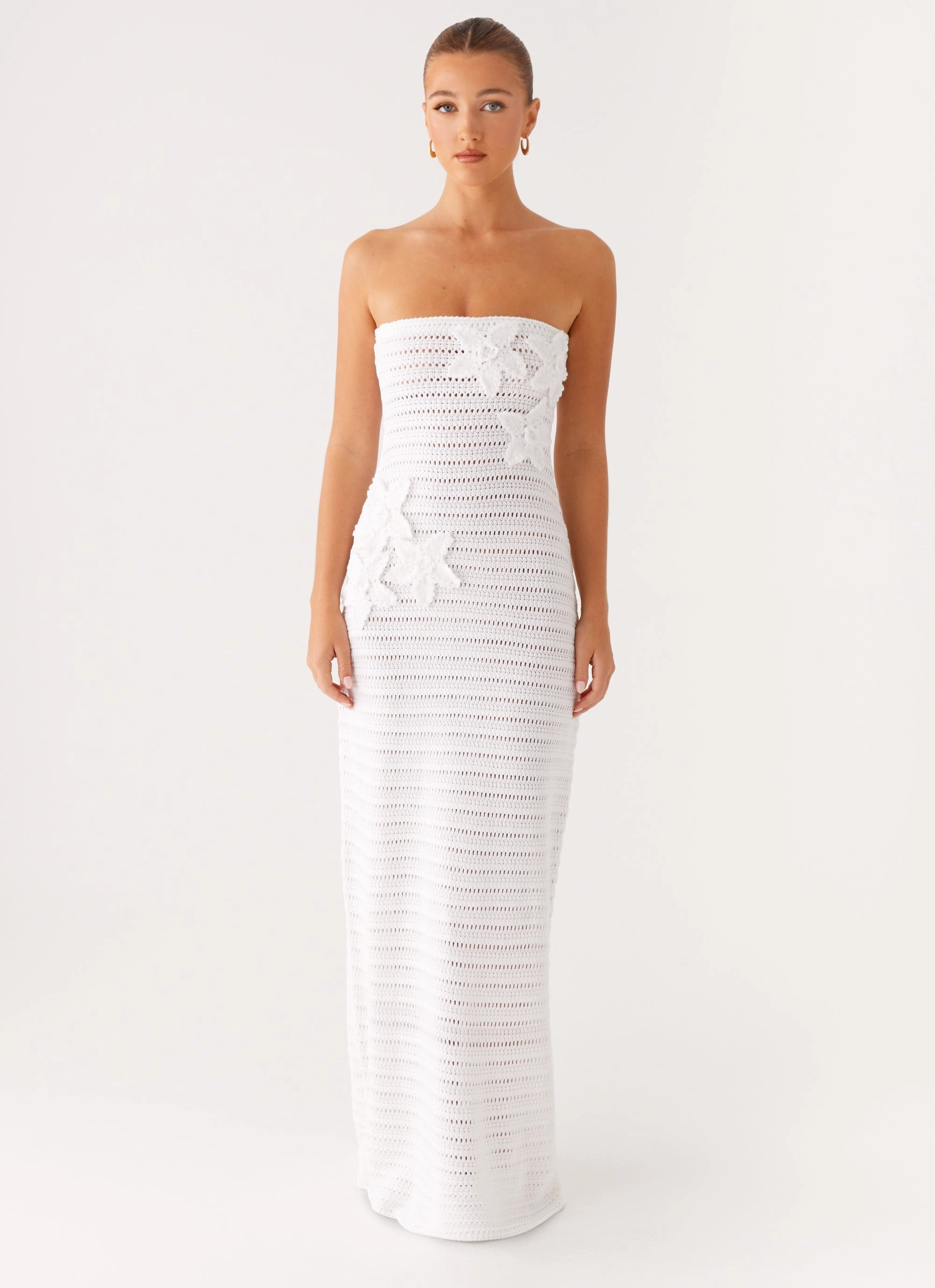 Diaz Crochet Maxi Dress - White Sleek Touch