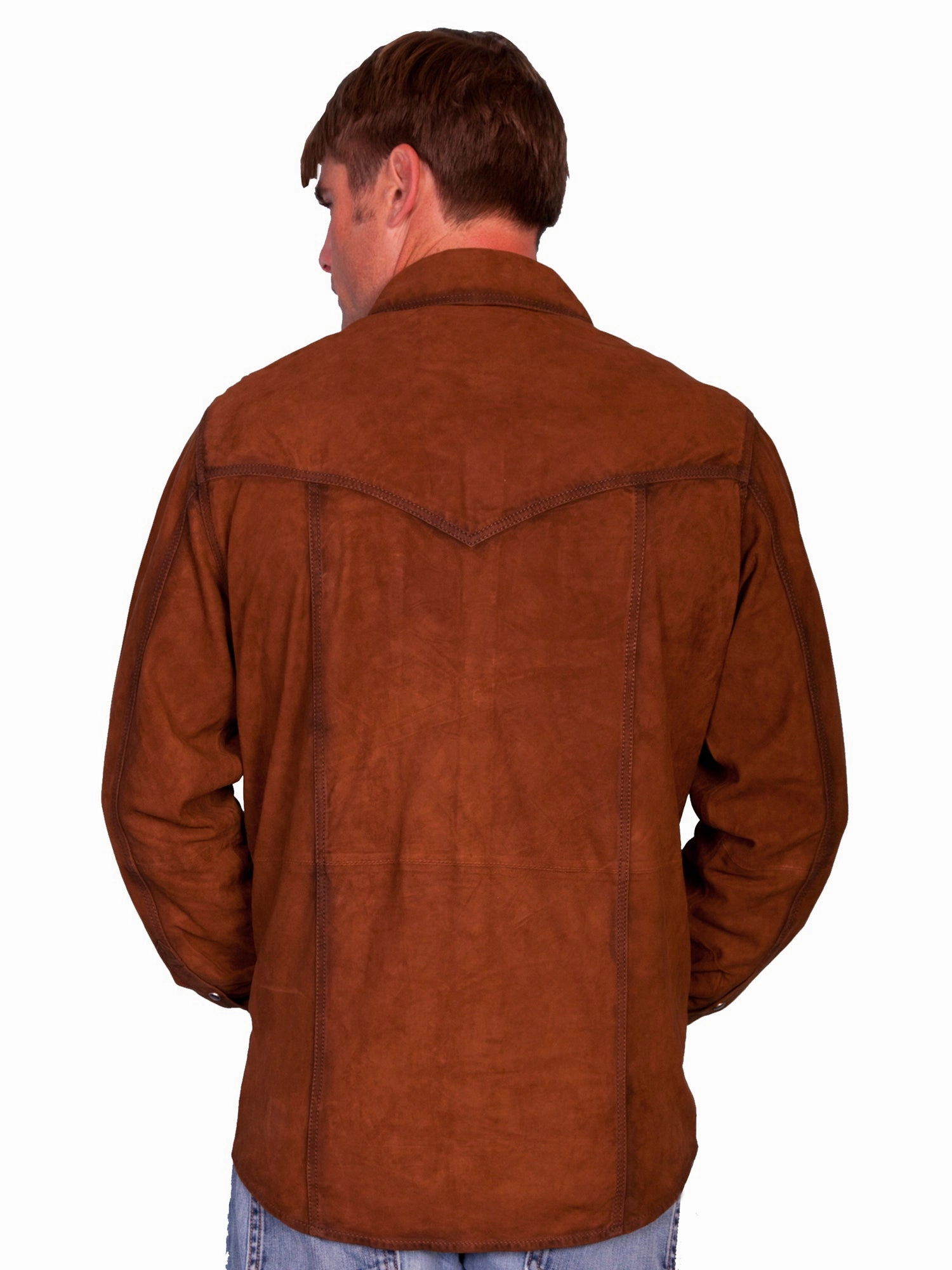 Casual Layer Floral Motif Scully Mens Brown Suede Western L/S Shirt