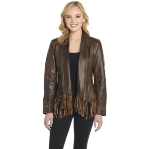 Cripple Creek Womens Grommet Trimmed Alpine Oak Leather Leather Jacket Non Fade Treatment Cripple Creek Womens Grommet Trimmed Alpine Oak Leather Leather Jacket Tagless Design Wrinkle Free Fabric Treatment