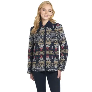 Cripple Creek Womens Navajo Blanket Contrast Admiral Blue 100% Polyester Coat High-waisted fit Minimalist Trendy Everyday Cripple Creek Womens Navajo Blanket Contrast Admiral Blue 100% Polyester Coat