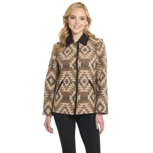 Cripple Creek Womens Navajo Blanket Contrast Arizona Clay 100% Polyester Coat Airy Look Cripple Creek Womens Navajo Blanket Contrast Arizona Clay 100% Polyester Coat Relaxed Design Style
