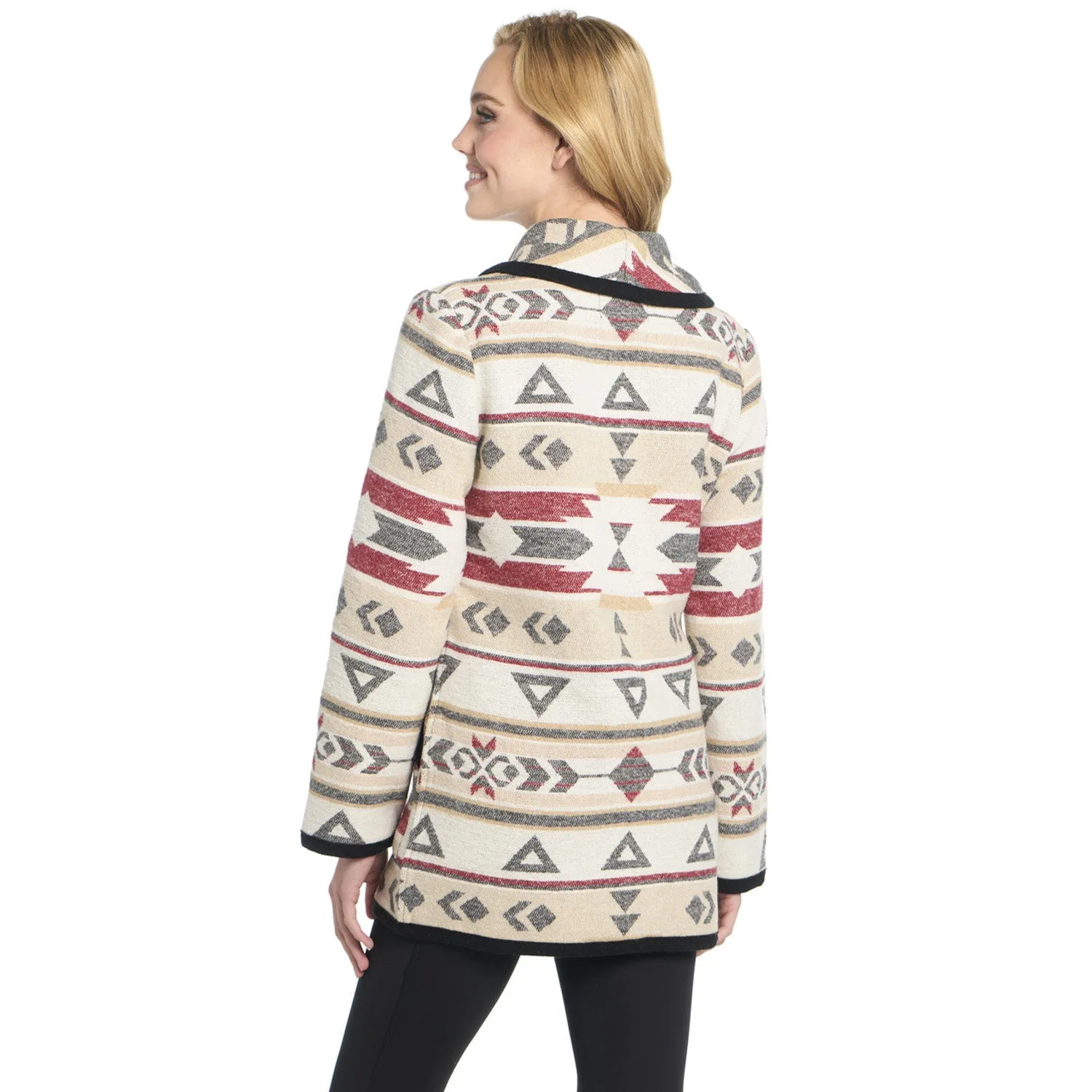 Universal Fit Sizing Recycled Cotton Blend Cripple Creek Womens Navajo Blanket Shawl Collar Desert Lights Polyester Coat