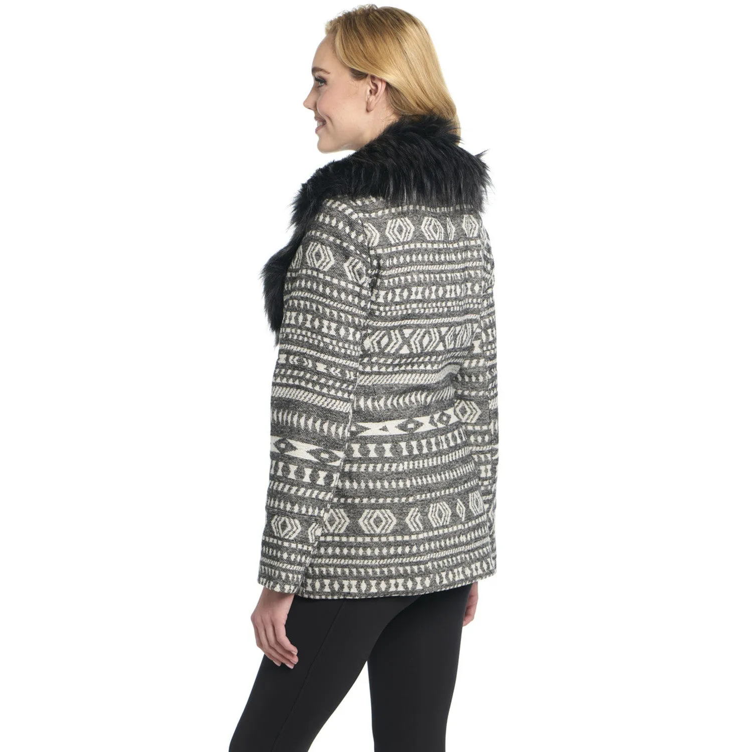 Cripple Creek Womens Navajo Blanket Zip Front Black Oak 100% Polyester Jacket Classic Wear Party Look Minimalist Daily Wear Loose