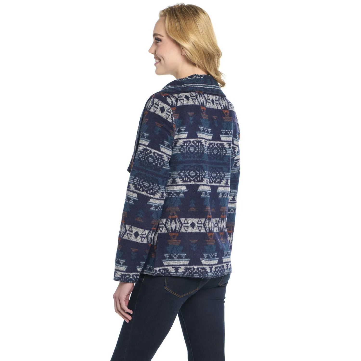 Cripple Creek Womens Navajo Open Front Blanket Wrap Night Dive Polyester Jacket Student Outfit Earthy Casual Movement