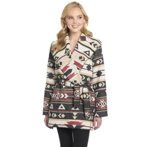 Cripple Creek Womens Navajo Tie Front Blanket Hood Red Birch Polyester Jacket Casual Profile Mid Rise Fit Function Fit Cripple Creek Womens Navajo Tie Front Blanket Hood Red Birch Polyester Jacket