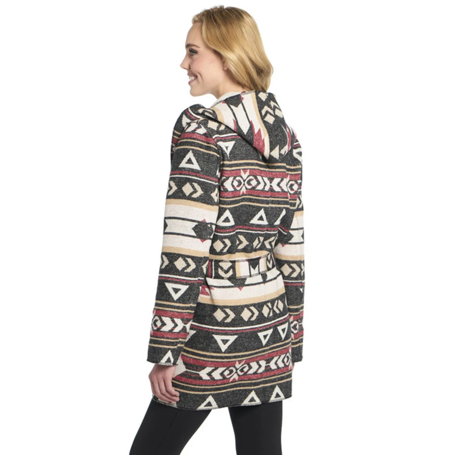 Cripple Creek Womens Navajo Tie Front Blanket Hood Red Birch Polyester Jacket Classic Casual