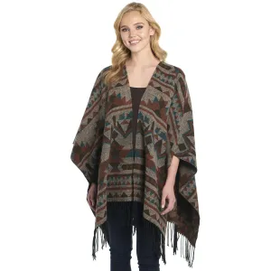 Cripple Creek Womens Open Front Blanket Wrap Chocolate Topaz Polyester Poncho Utility Look Cripple Creek Womens Open Front Blanket Wrap Chocolate Topaz Polyester Poncho Minimalist Rainy Day Vintage Lover