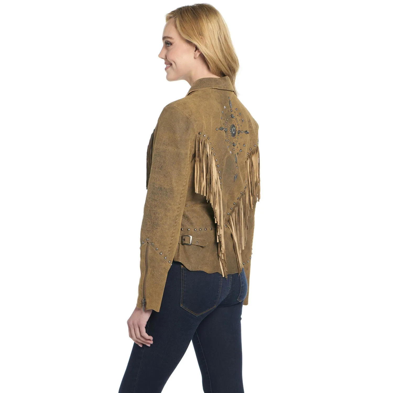 Body Fit Ready Unisex Wear Artist Vibe Cripple Creek Womens Raw Edges Hand Laced Butter Toffee Leather Leather Jacket