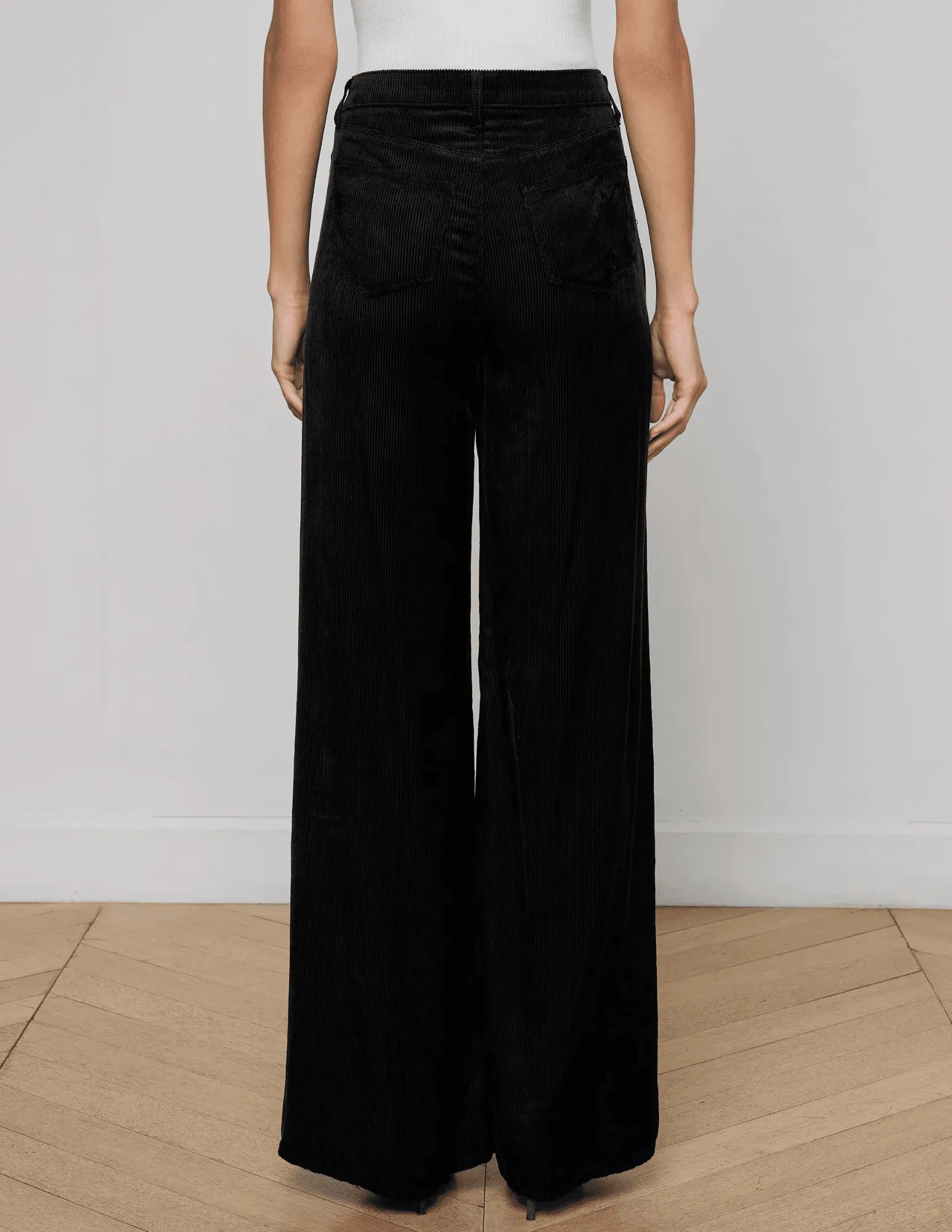 Vintage Lover Smooth Bold Daily Fit L??AGENCE Quincy Corduroy High Rise Ultra Wide Leg Jeans in Black