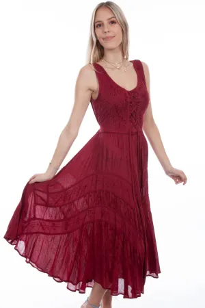 Crisp Charm Scully Honey Creek Womens Burgundy Rayon Lace Up Peasant Tiered Dress All Rounder Outfit Ease Scully Honey Creek Womens Burgundy Rayon Lace Up Peasant Tiered Dress
