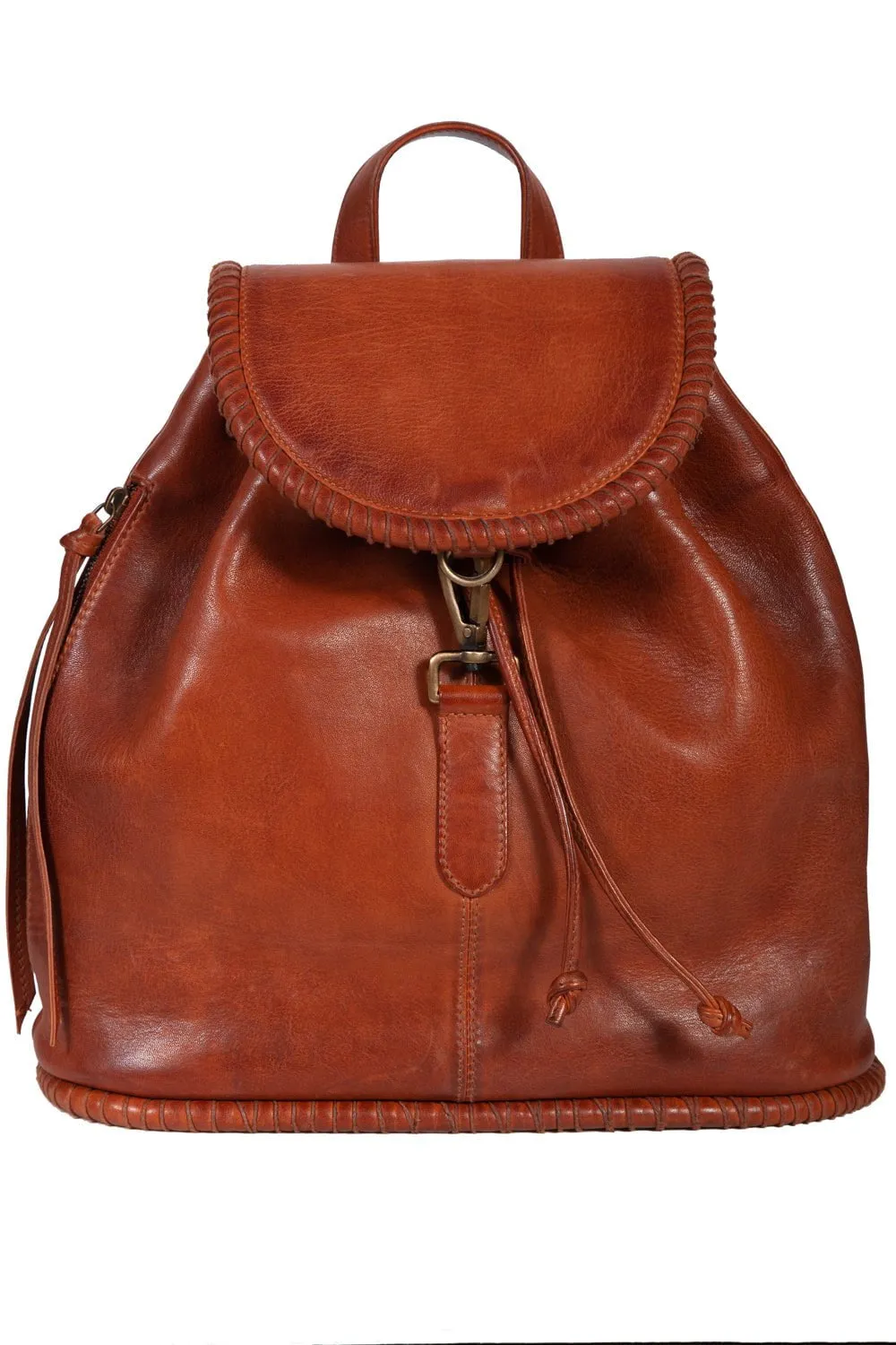 Scully Womens Brown Leather 14in Lacing Backpack Trendy Evening Stroll