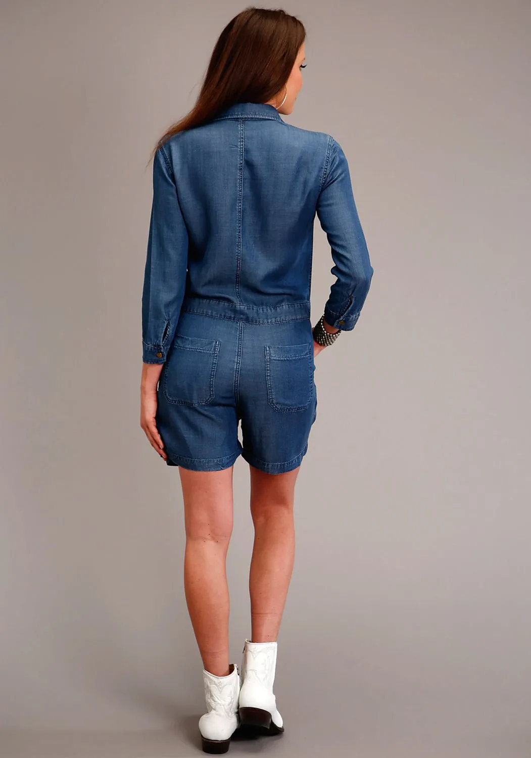 Traveler Gear Summer Vibes Fashion Lover Breathable Lining System Stetson Womens Short Jumpsuit Blue 100% Lyocell L/S Romper