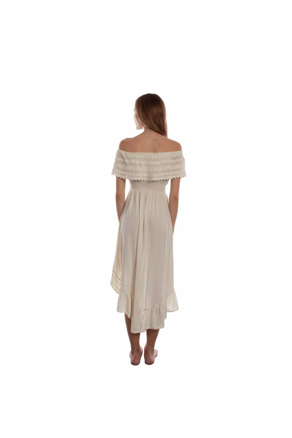 Street Vibe Scully Womens Vanilla 100% Cotton Oversize Lace S/L Dress