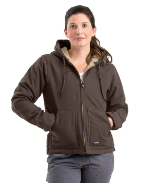 Crisp Flair Berne Tuscan 100% Cotton Ladies Hooded Coat Sherpa Berne Tuscan 100% Cotton Ladies Hooded Coat Sherpa Heavyweight Denim Modern Casual