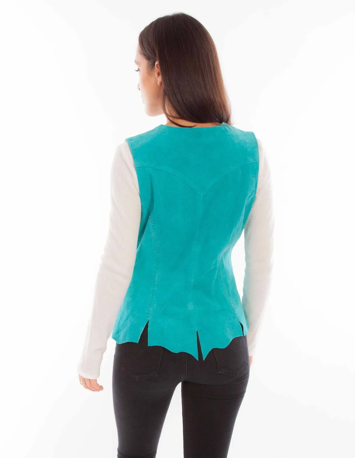 Scully Womens Snap Front Turquoise Leather Leather Vest Affordable Neutral Holiday Vibes Minimal Fashion