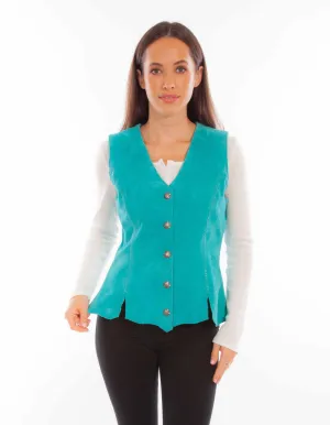 Crisp Flair Scully Womens Snap Front Turquoise Leather Leather Vest Weekend Warrior Adult Fashion Gym Ready Scully Womens Snap Front Turquoise Leather Leather Vest