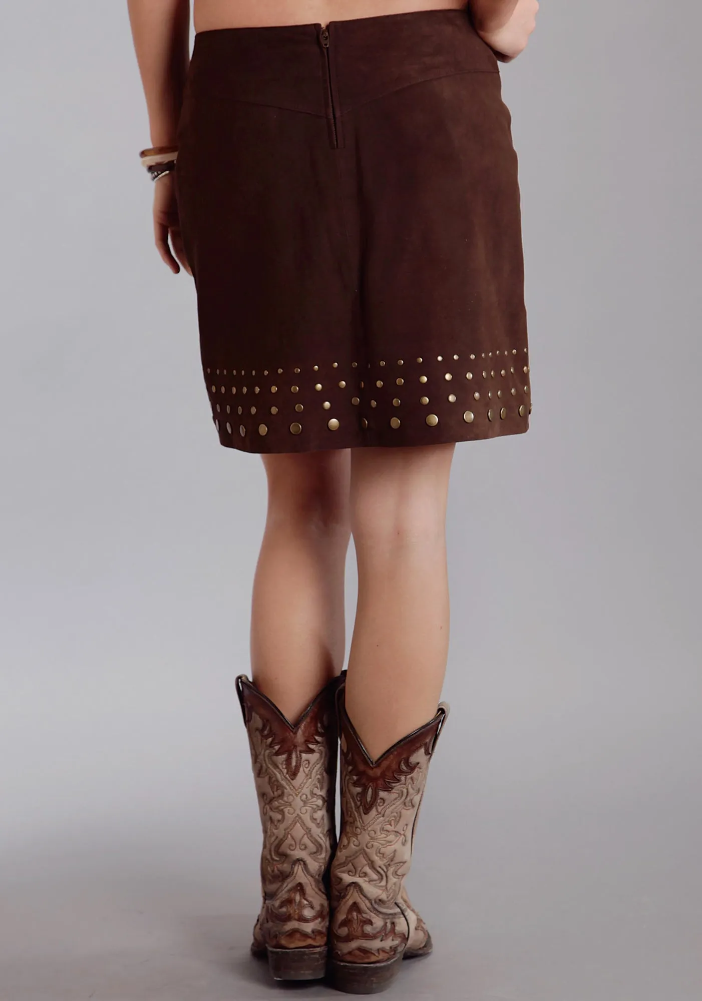 Lightweight Urban Explorer Daily Choice Stetson Ladies Brown Leather Nailheads Suede Lamb Skirt