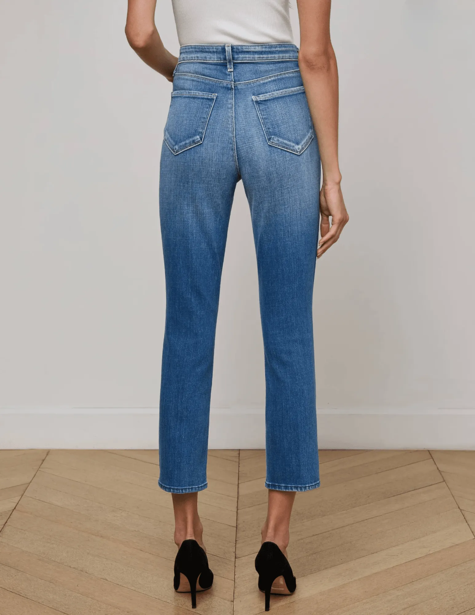 Light Comfort Earthy Rainy Day City Walk L'AGENCE Celestia Ultra High Rise Slim Jeans in Hayward