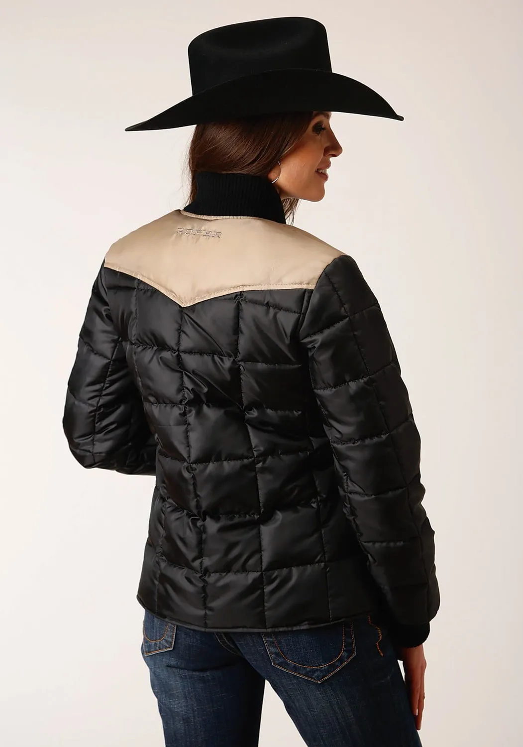 Stretch Classic Gym Ready Roper Womens Western Polyfill Black 100% Polyester Softshell Jacket