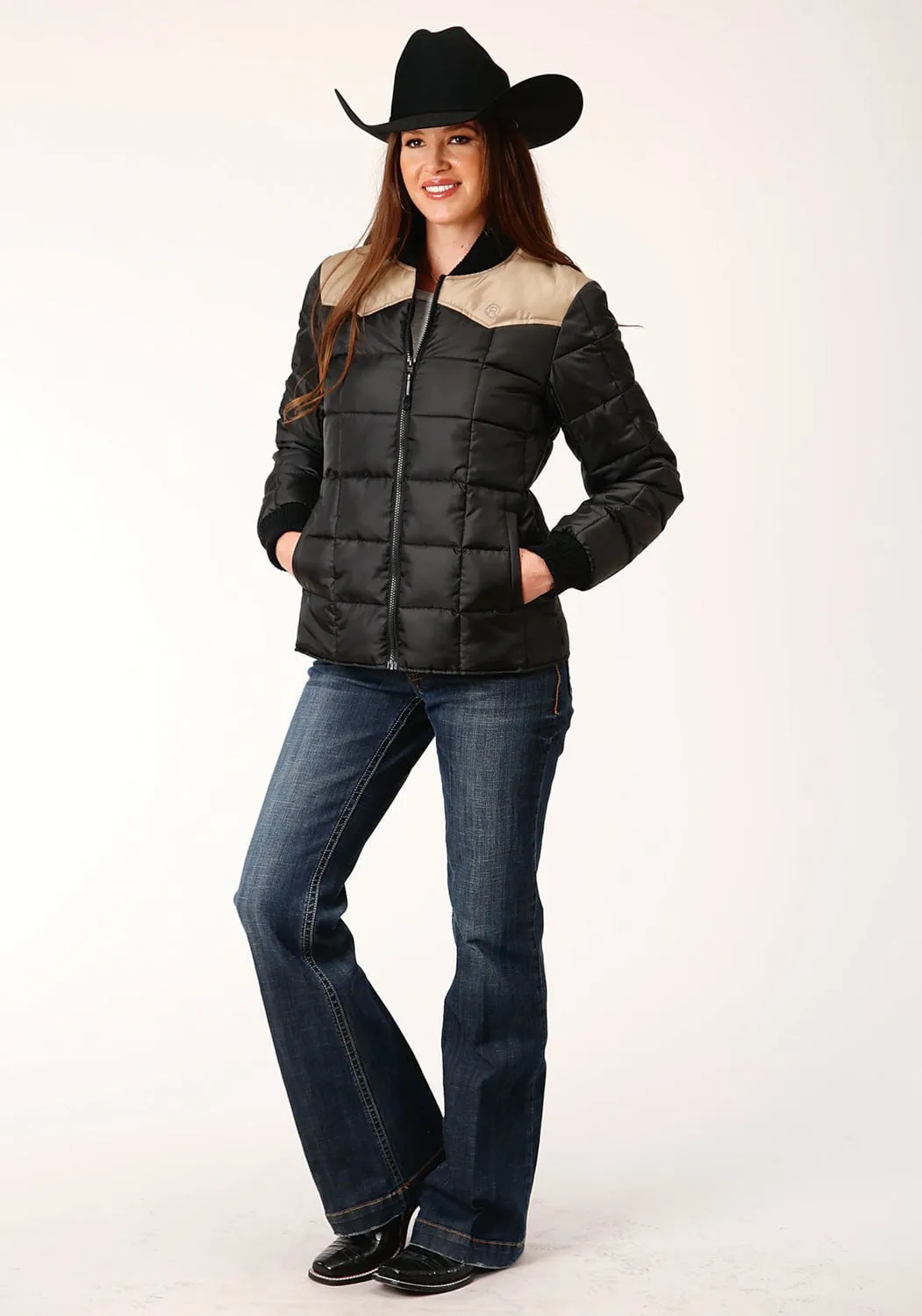 Roper Womens Western Polyfill Black 100% Polyester Softshell Jacket Urban Explorer Picnic Style