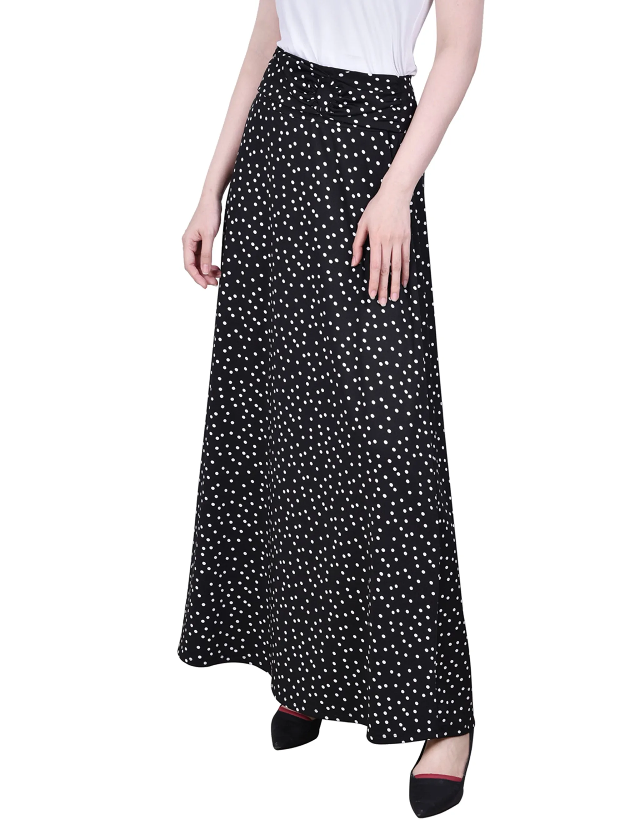 Petite Maxi A-Line Skirt With Front Faux Belt With Ring Detail Mood Friendly
