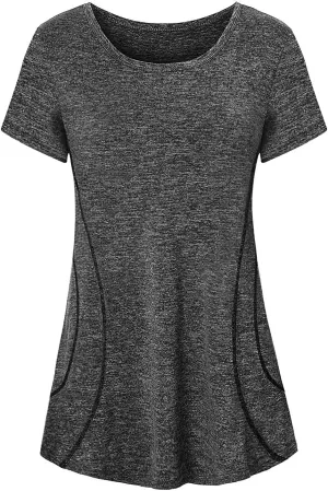 Cucuchy Womens Yoga Tops Flowy Fitness Workout Shirts Short Sleeve Activewear