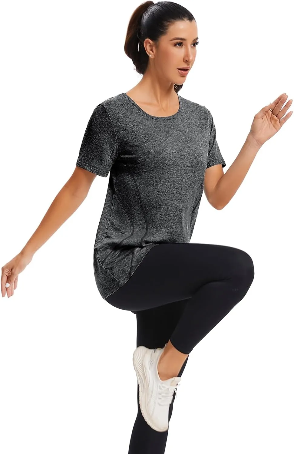 Cucuchy Womens Yoga Tops Flowy Fitness Workout Shirts Short Sleeve Activewear