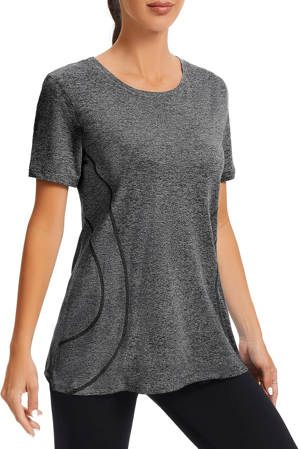 Cucuchy Womens Yoga Tops Flowy Fitness Workout Shirts Short Sleeve Activewear