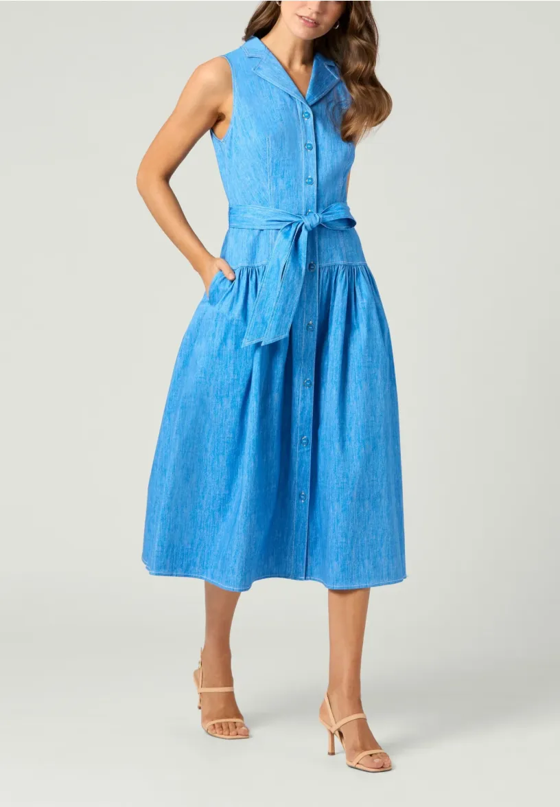 Ezra Dress in Chambray Melange Lightweight Layer