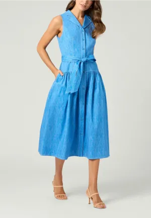 cultural vibe Ezra Dress in Chambray Melange Smart Blend Slim Form Ezra Dress in Chambray Melange