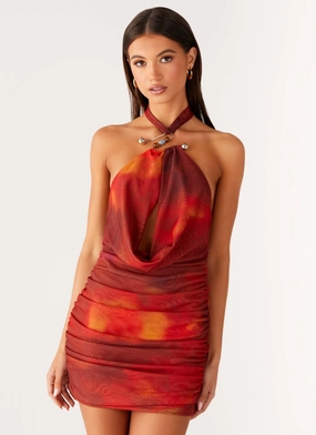 cultural vibe Midnight Ember Mini Dress - Scarlet Blur Midnight Ember Mini Dress - Scarlet Blur Smooth Blend