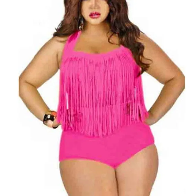 Curve-enhancing Tassel Push Up Plus Size Bikini Swimsuits