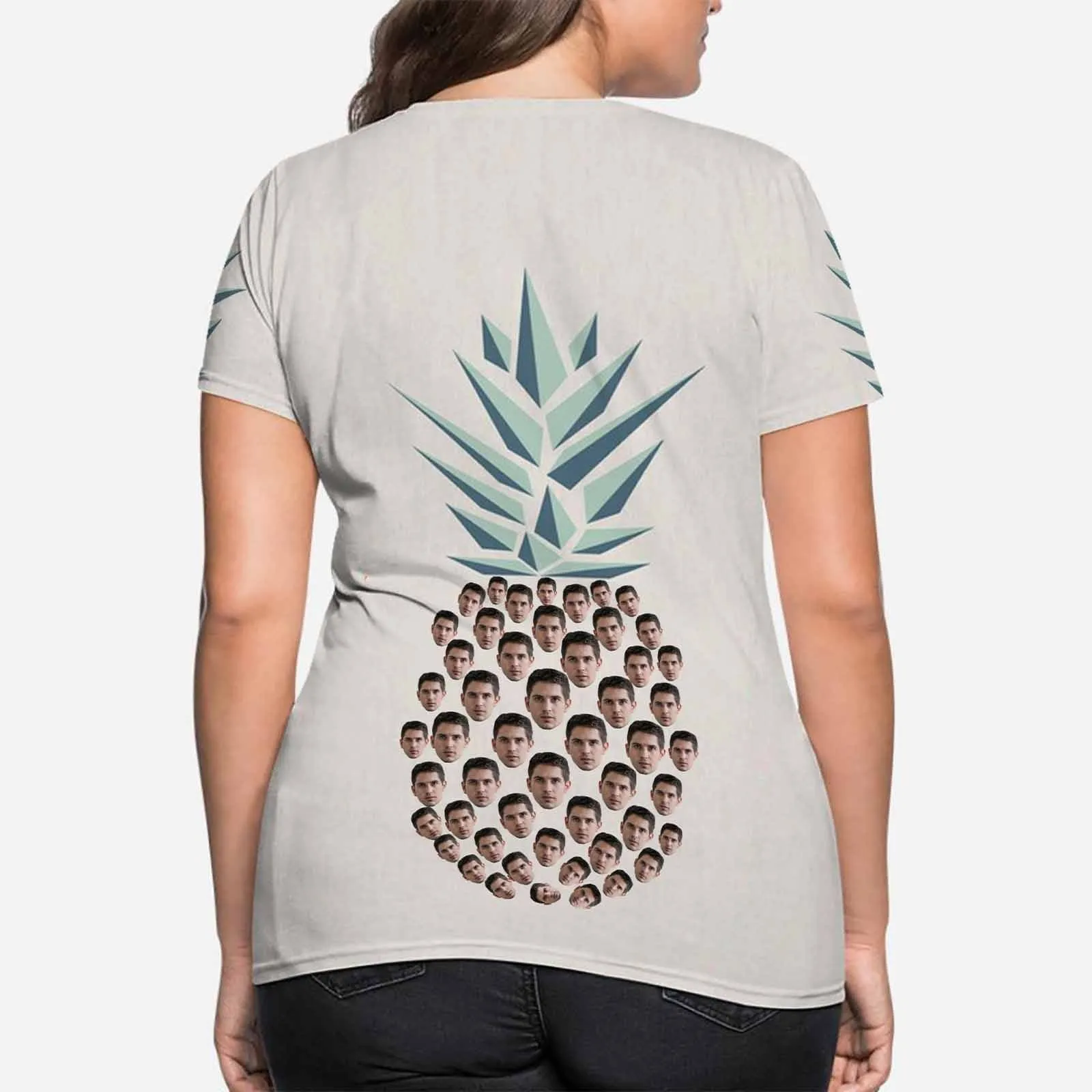 Custom Boyfriend Face Pineapple Shirts Personalized Women's All Over Print T-shirt Gift Ideas For Her