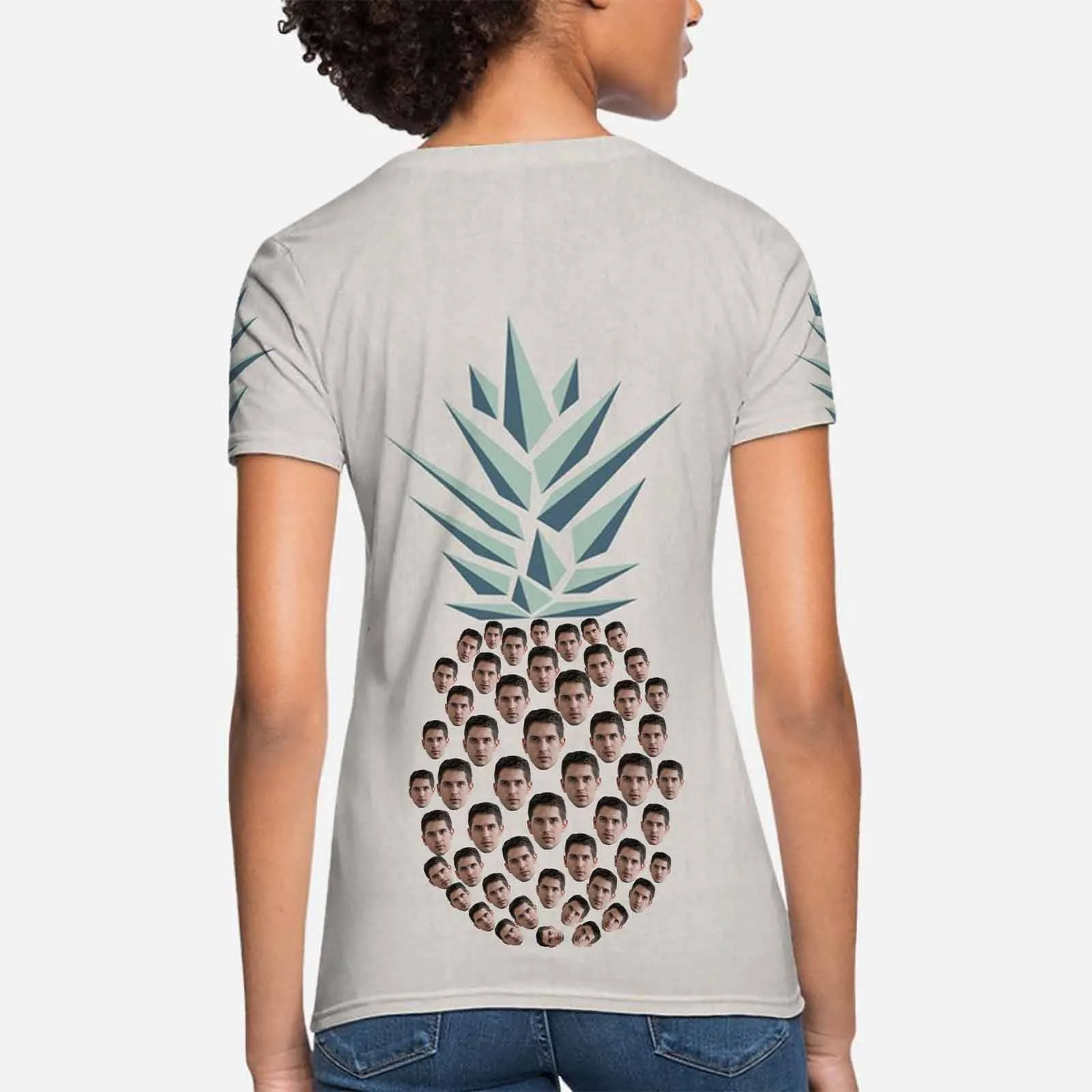 Custom Boyfriend Face Pineapple Shirts Personalized Women's All Over Print T-shirt Gift Ideas For Her