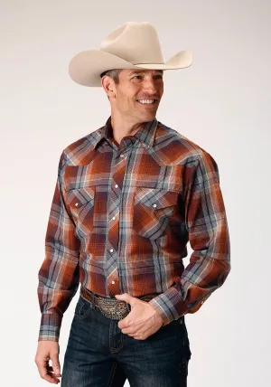 Customer Favorite Roper Mens Cream Plaid Brown Cotton Blend L/S Shirt No Chafe Edging Moisture Management Tech Roper Mens Cream Plaid Brown Cotton Blend L/S Shirt