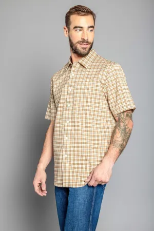 Cut Out Detail Kimes Ranch Mens Chute Mini Check Work Wear Brown Cotton Blend S/S Shirt Lakeside Relaxation Eco-Friendly Fabric Kimes Ranch Mens Chute Mini Check Work Wear Brown Cotton Blend S/S Shirt