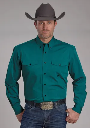 Cut Out Detail Roper Mens 2249 Black Fill Teal 100% Cotton Btn L/S Shirt Casual Wear Roper Mens 2249 Black Fill Teal 100% Cotton Btn L/S Shirt