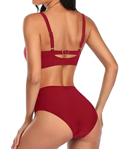 Cute And Sexy Bowtie Removable Bikini For Women Bathing Suits-Red