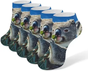 Cute Koala 5 Pairs Unisex Activewear Ankle Socks Lightweight Low Cut And No Show Socks