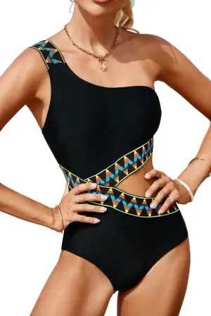 Cutout Single Shoulder One-Piece Swimwear